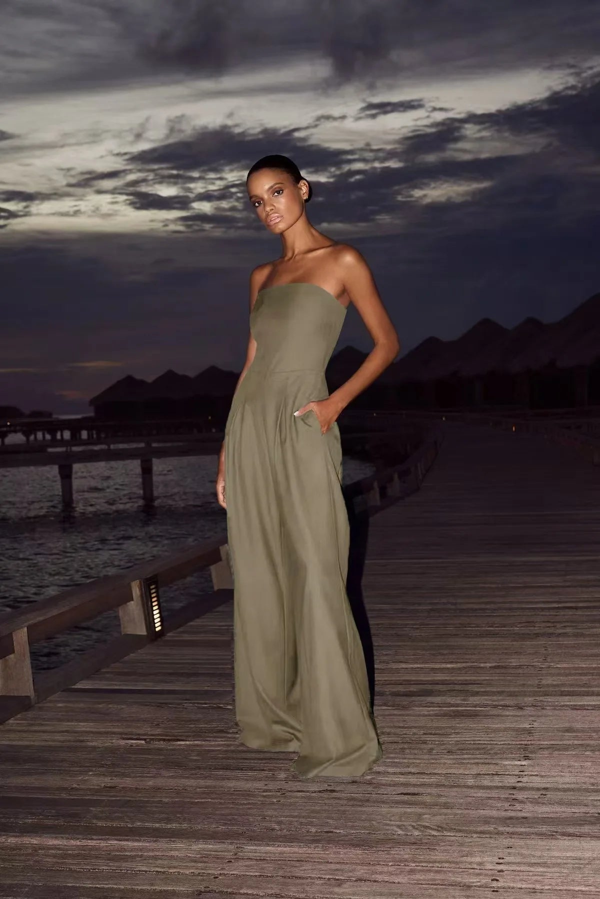 Strapless Wide-Leg Jumpsuit