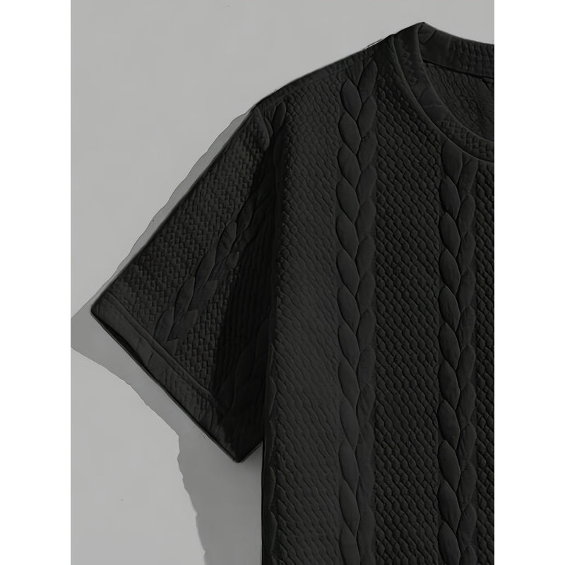Men’s Solid Jacquard T-Shirt & Shorts Set