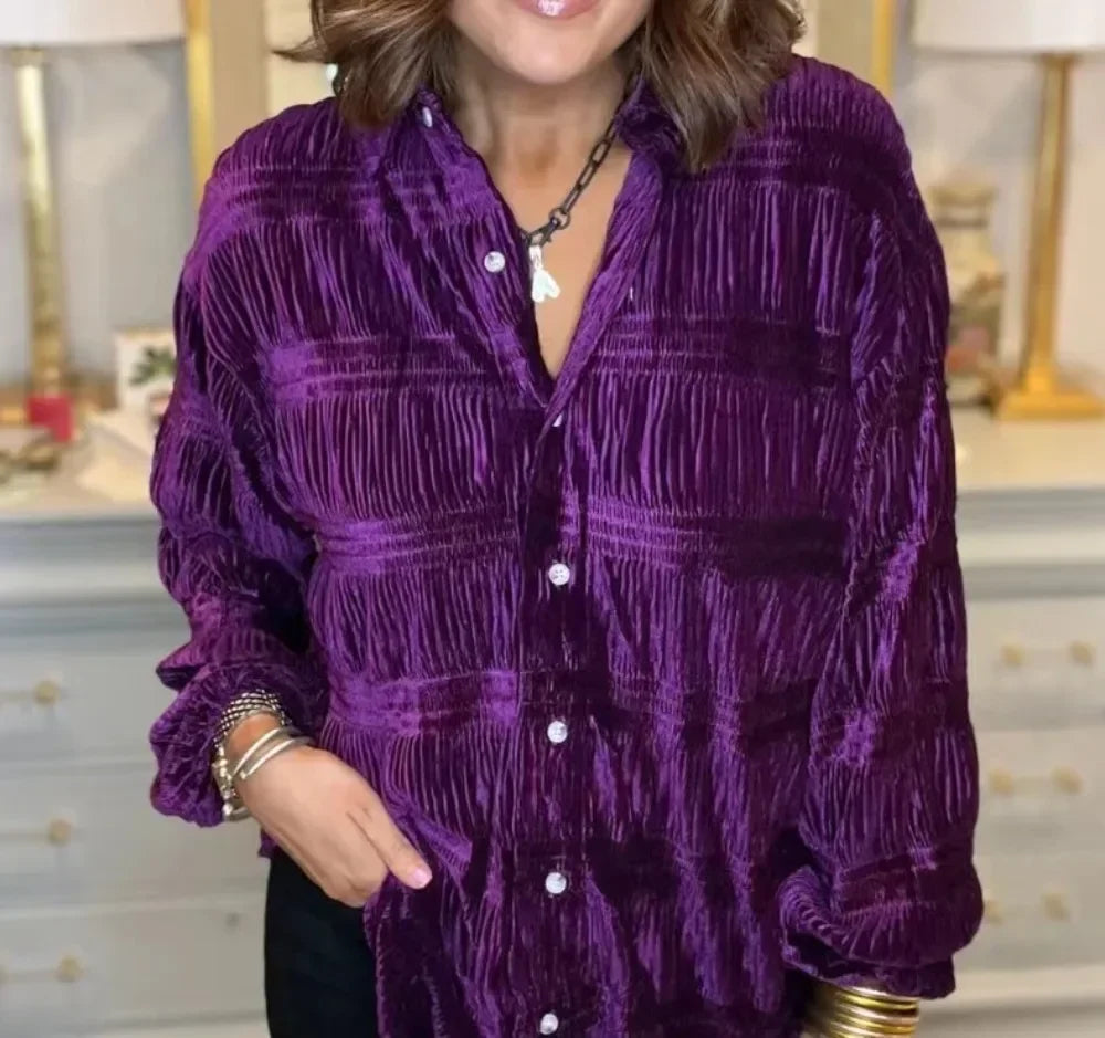 Velvet Button Down Top