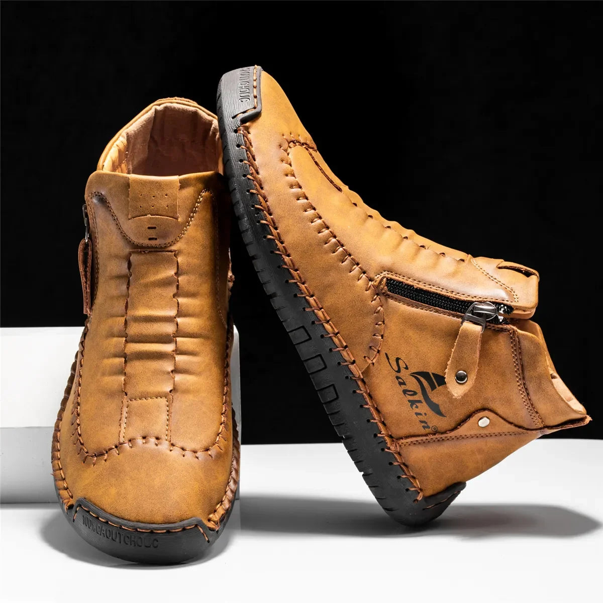Vintage Hand-Stitched Leather Loafers