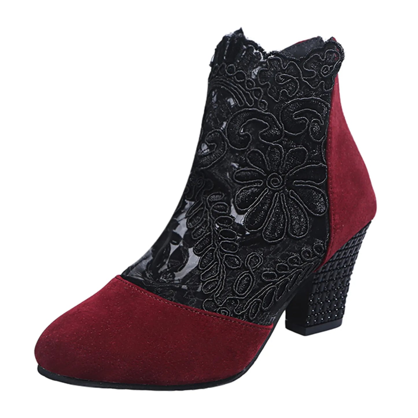 Elegant Embroidered Chunky Heel Sandals