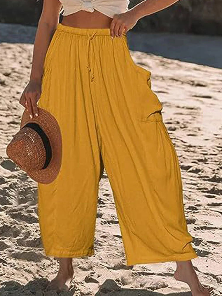 BreezeLoom™ Wide-Leg Cotton-Linen Pants