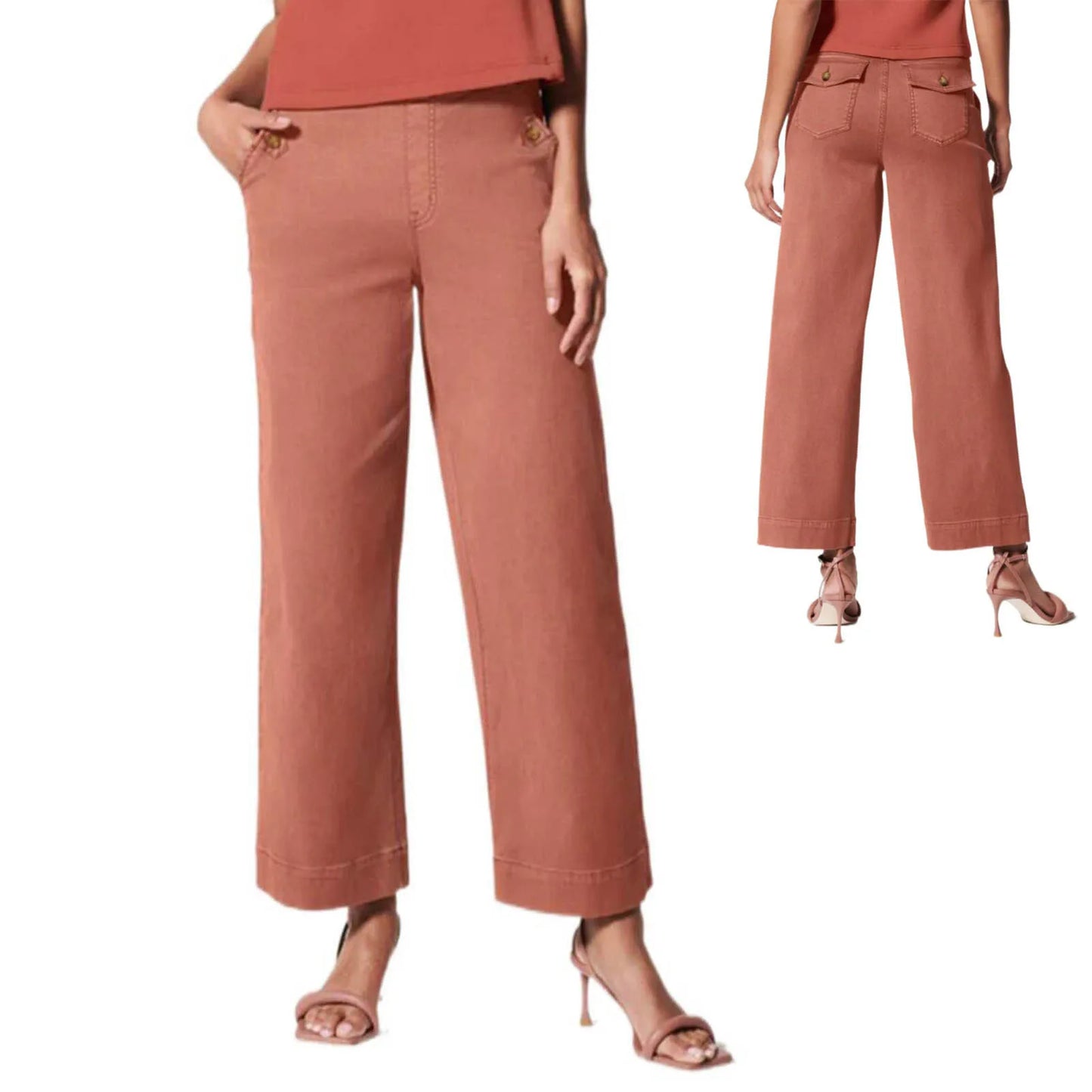 Stretch Twill Wide-Leg Pants