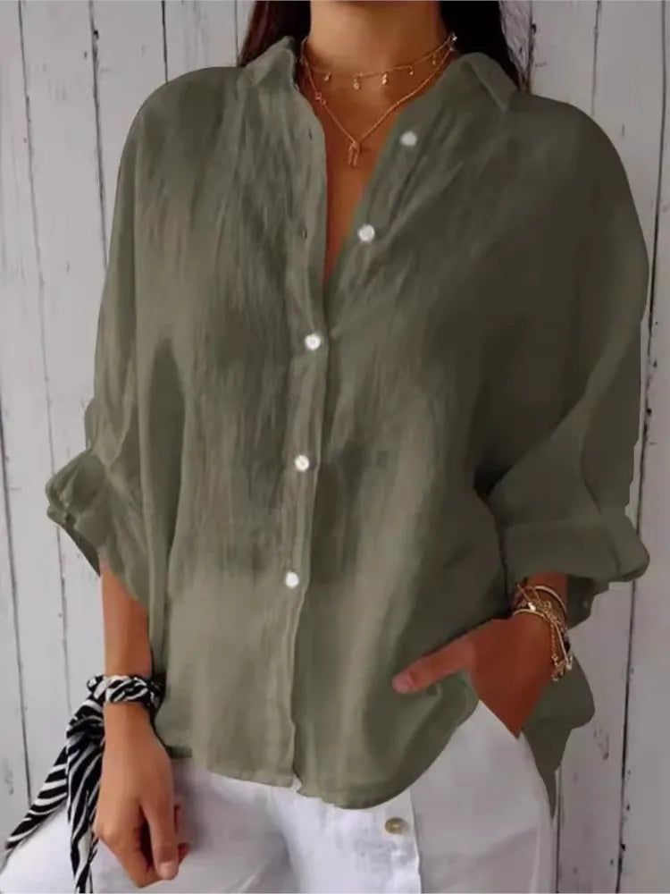 Elegant Cotton Linen Bow-Back Shirt