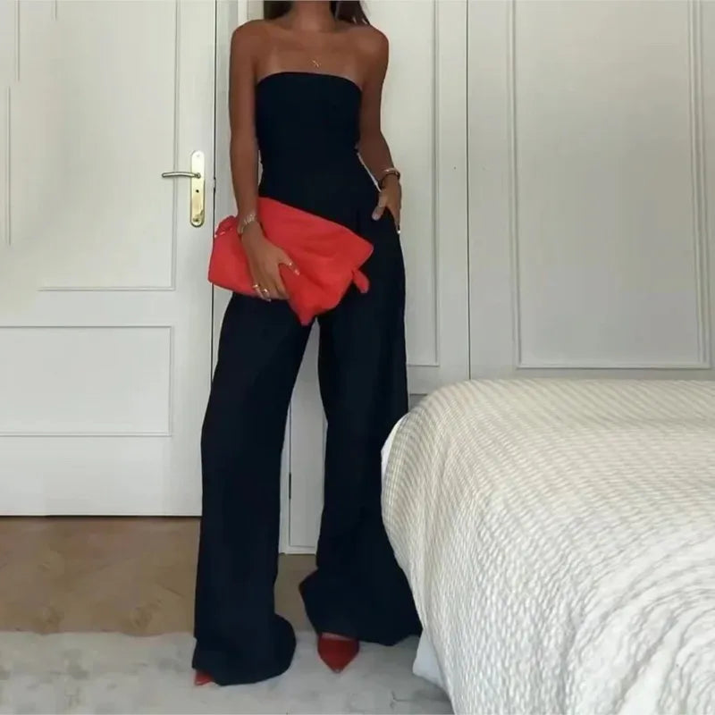 Strapless Wide-Leg Jumpsuit
