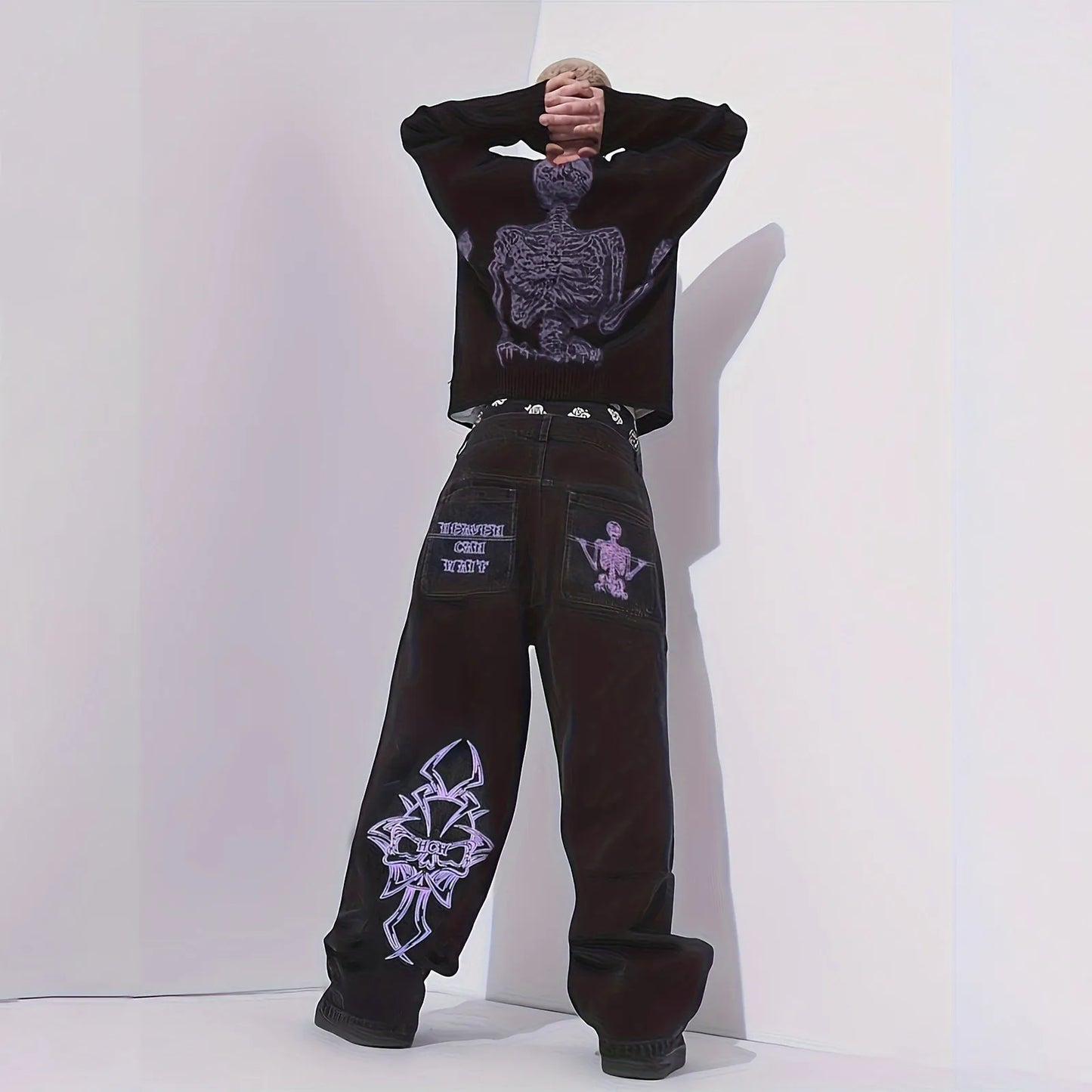 Embroidered Wide-Leg Street Pants