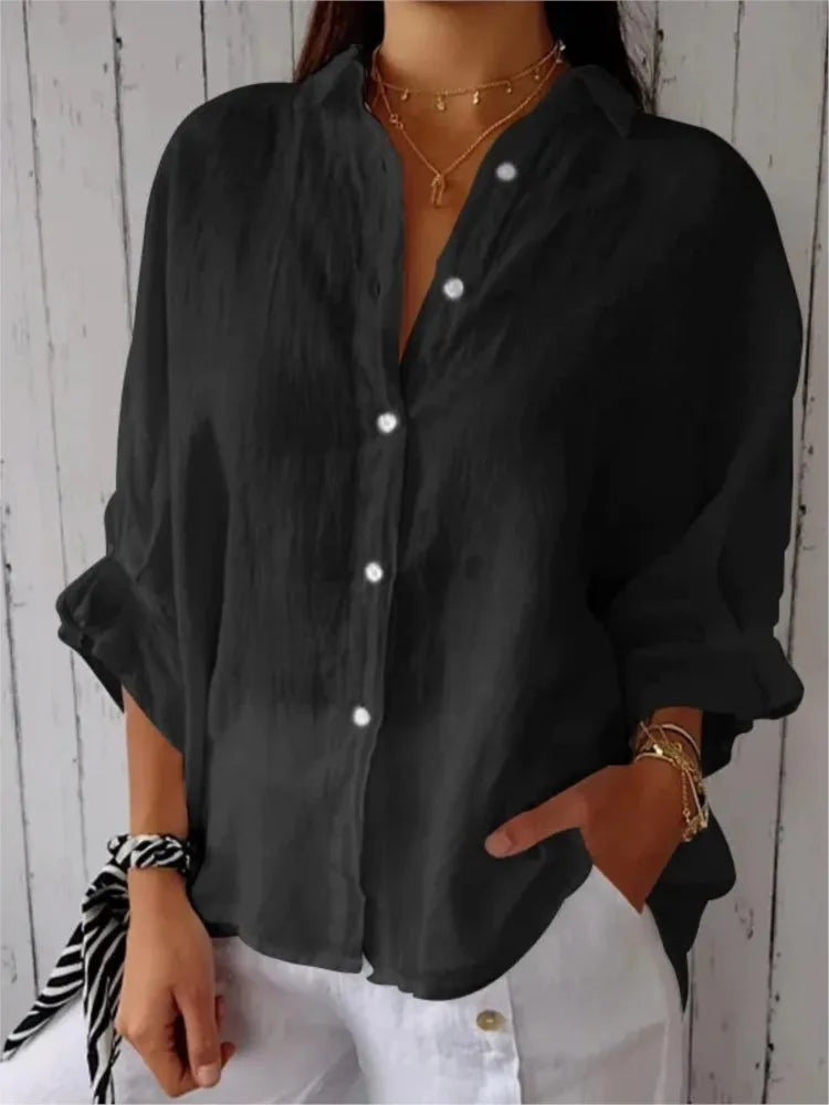 Elegant Cotton Linen Bow-Back Shirt