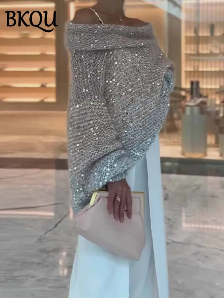 Sequin Off Shoulder Sweater