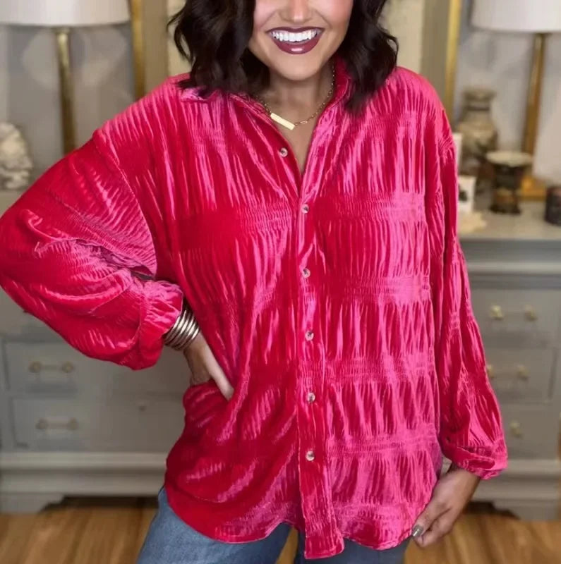 Velvet Button Down Top