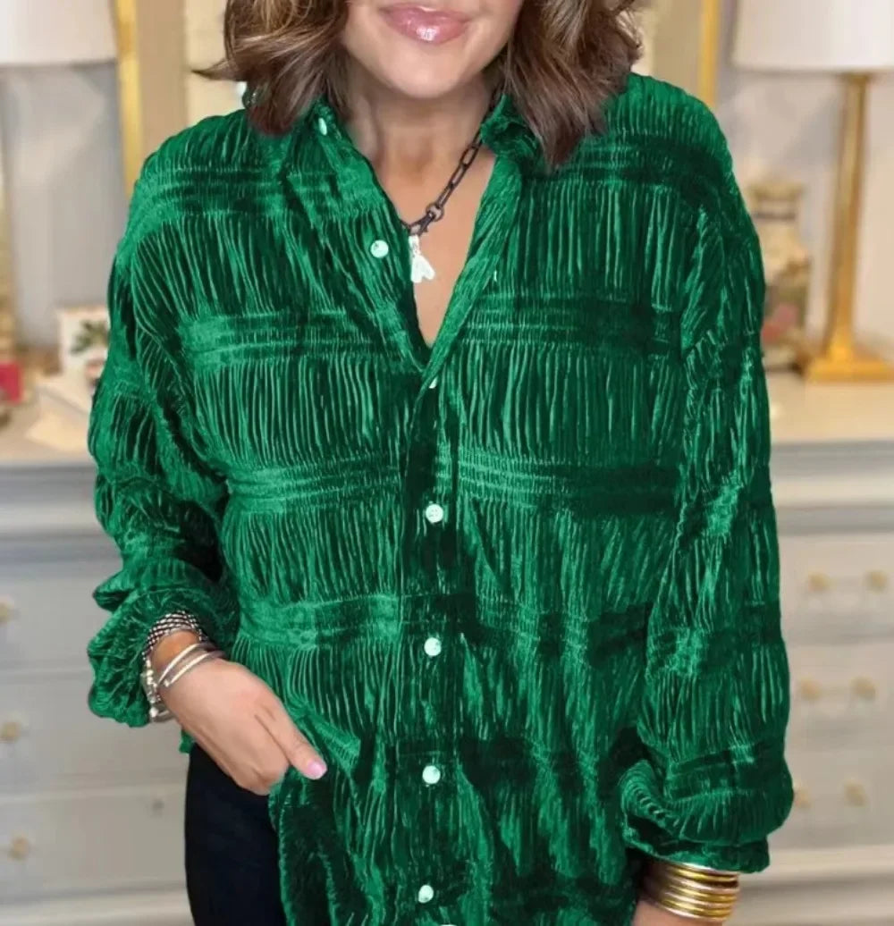 Velvet Button Down Top