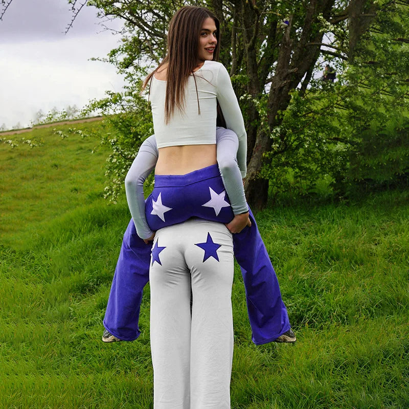 Contrast High Elastic Sweatpants