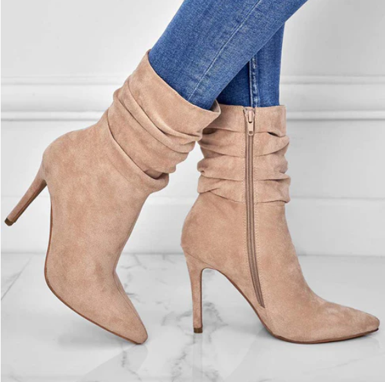 Elegant Pointed Toe High Heel Short Boots