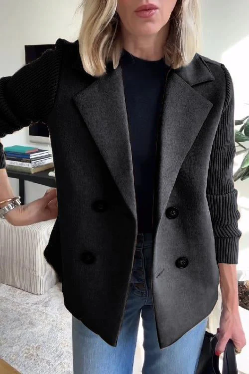 Chic Lapel Knit Sleeve Coat