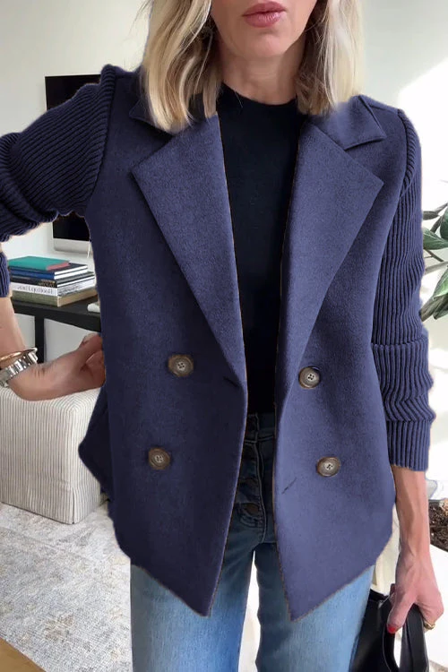 Chic Lapel Knit Sleeve Coat