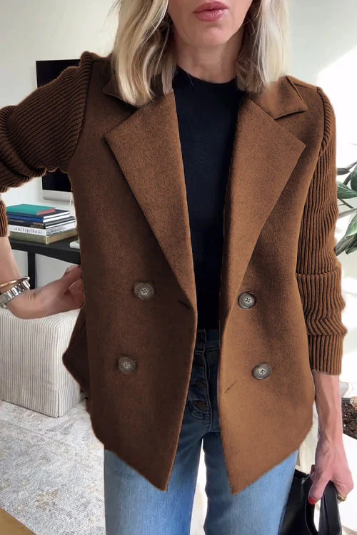 Chic Lapel Knit Sleeve Coat