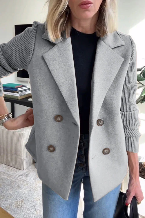 Chic Lapel Knit Sleeve Coat