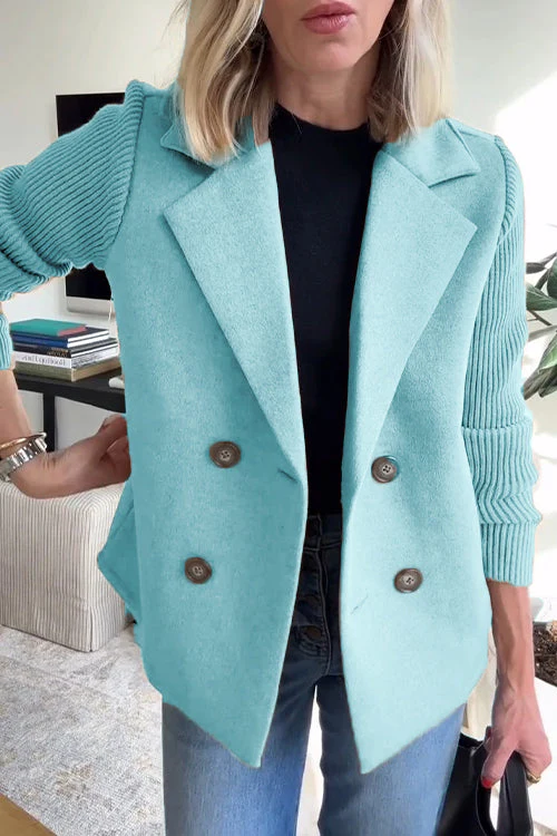 Chic Lapel Knit Sleeve Coat