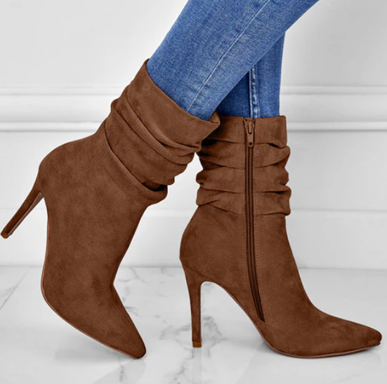 Elegant Pointed Toe High Heel Short Boots