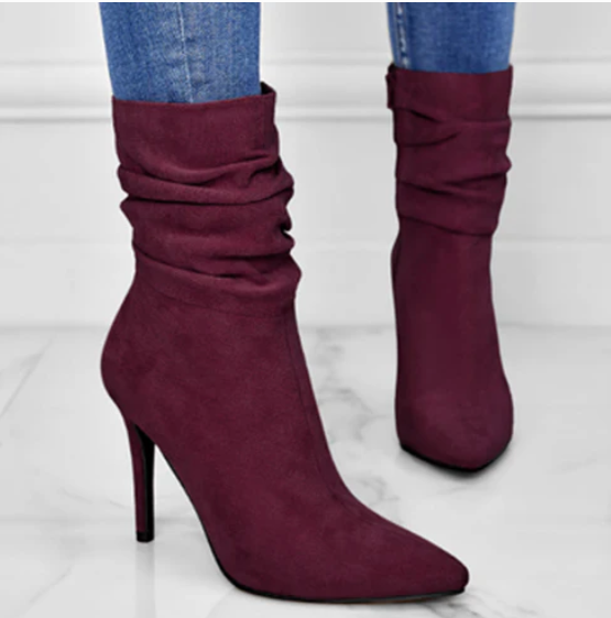 Elegant Pointed Toe High Heel Short Boots