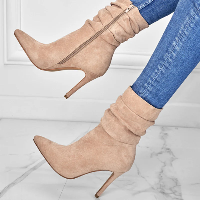 Elegant Pointed Toe High Heel Short Boots