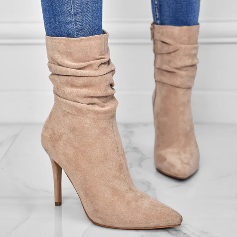 Elegant Pointed Toe High Heel Short Boots