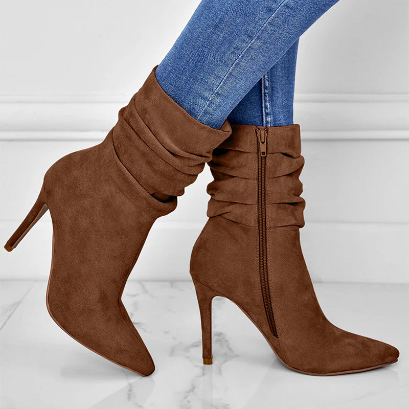 Elegant Pointed Toe High Heel Short Boots