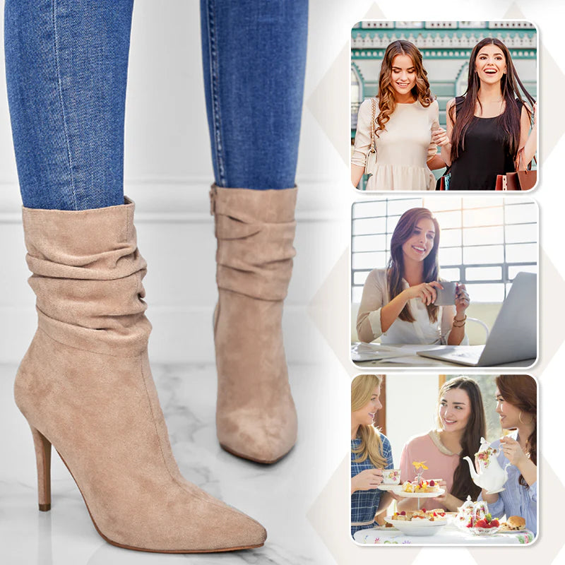 Elegant Pointed Toe High Heel Short Boots