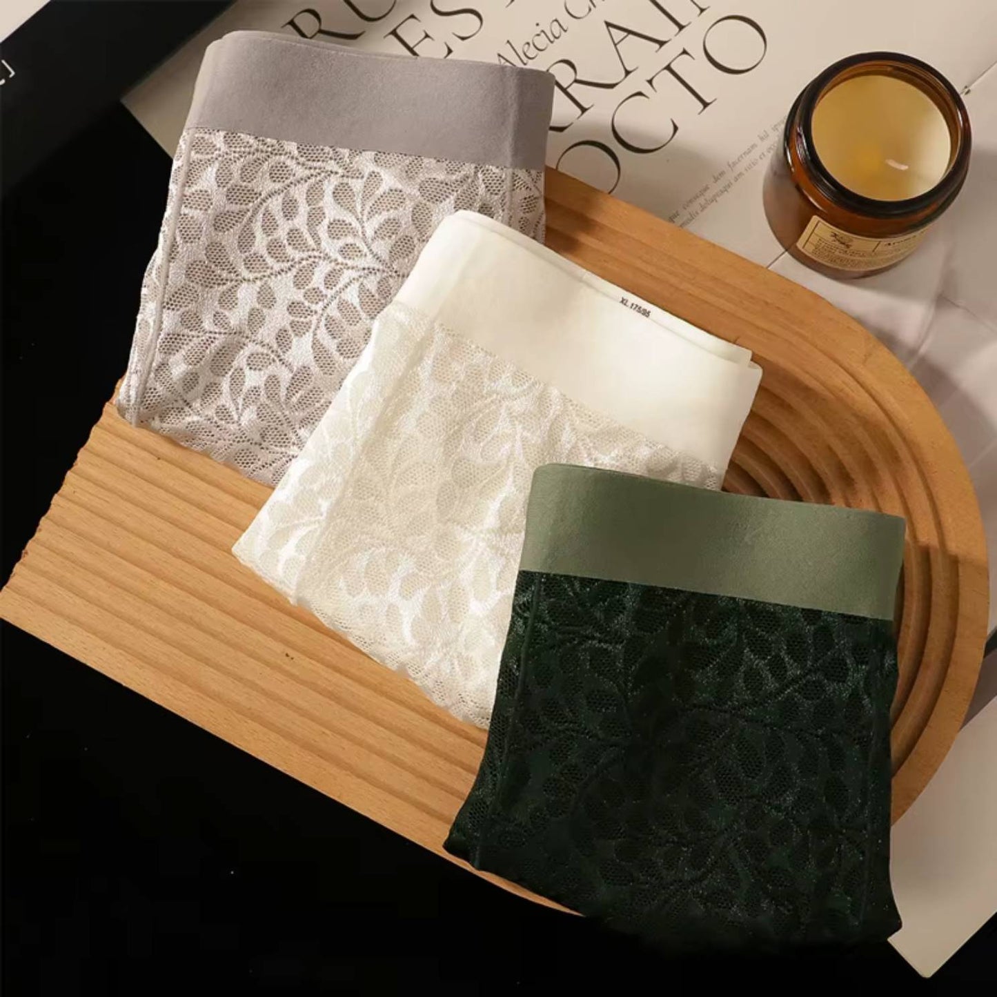 4PCS EXOTIQ Men Soft Lace Boxer Briefs