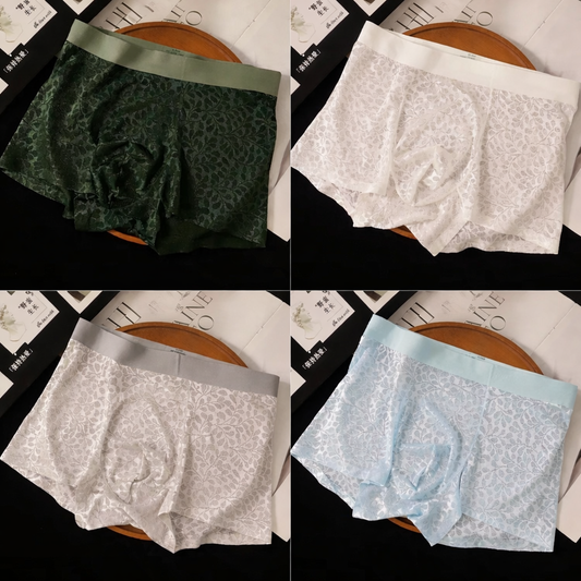 4PCS EXOTIQ Men Soft Lace Boxer Briefs