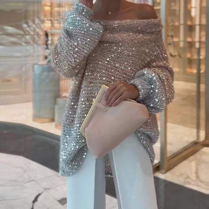 Sequin Off Shoulder Sweater