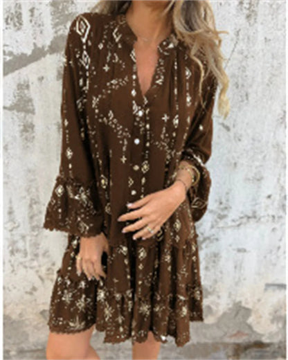 Golden Grace™ – Elegant Lace Sleeve Dress
