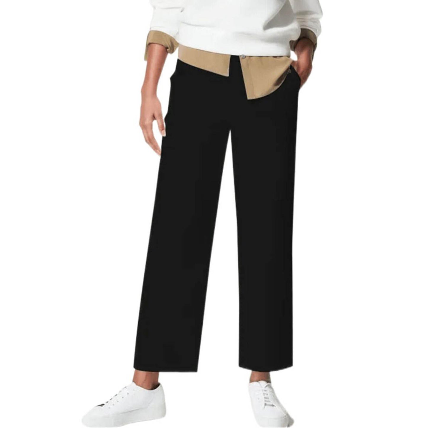 Stretch Twill Wide-Leg Pants