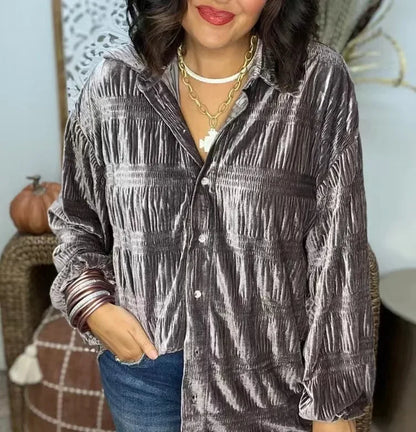 Velvet Button Down Top