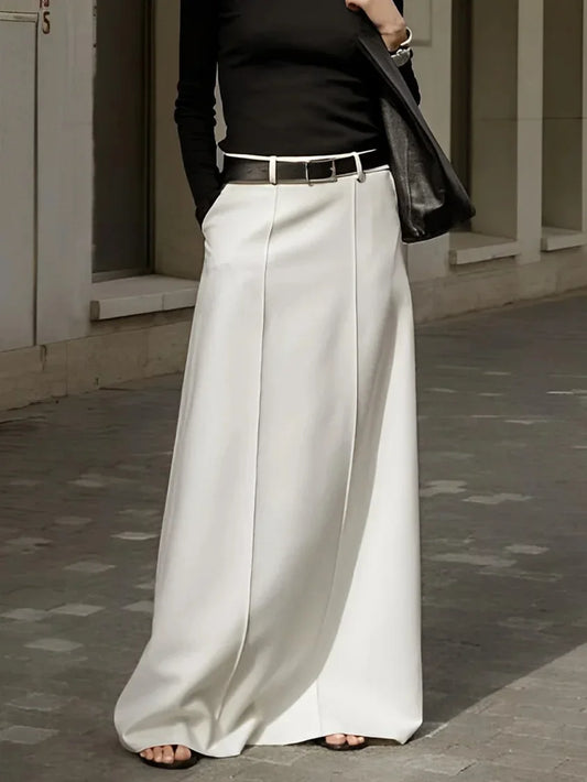 Drape High Waist A-Line Skirt