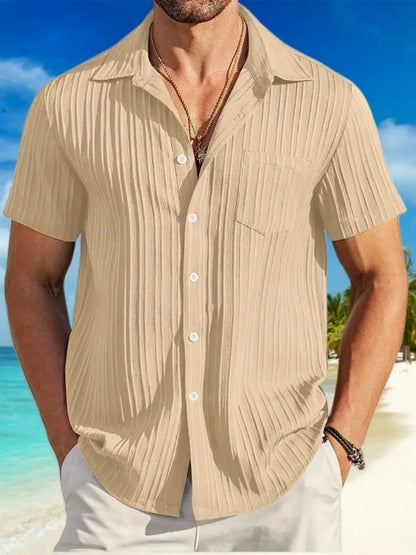 Striped Jacquard Lapel Shirt