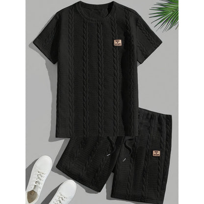 Men’s Solid Jacquard T-Shirt & Shorts Set