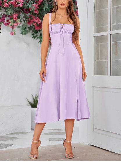 Luméa® Ruched Bust Split Thigh Cami Dress