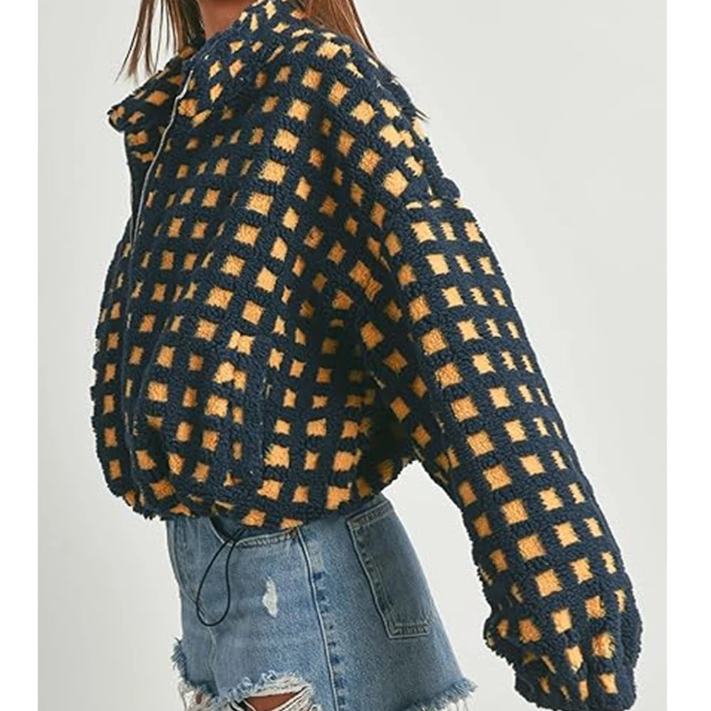 Checkered Women’s Fleece Jacket