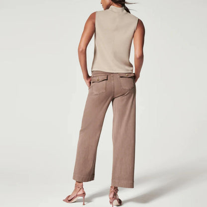 Stretch Twill Wide-Leg Pants