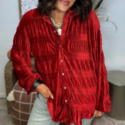 Velvet Button Down Top