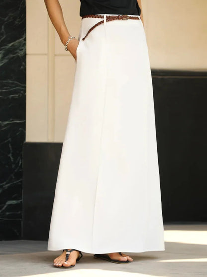 Drape High Waist A-Line Skirt
