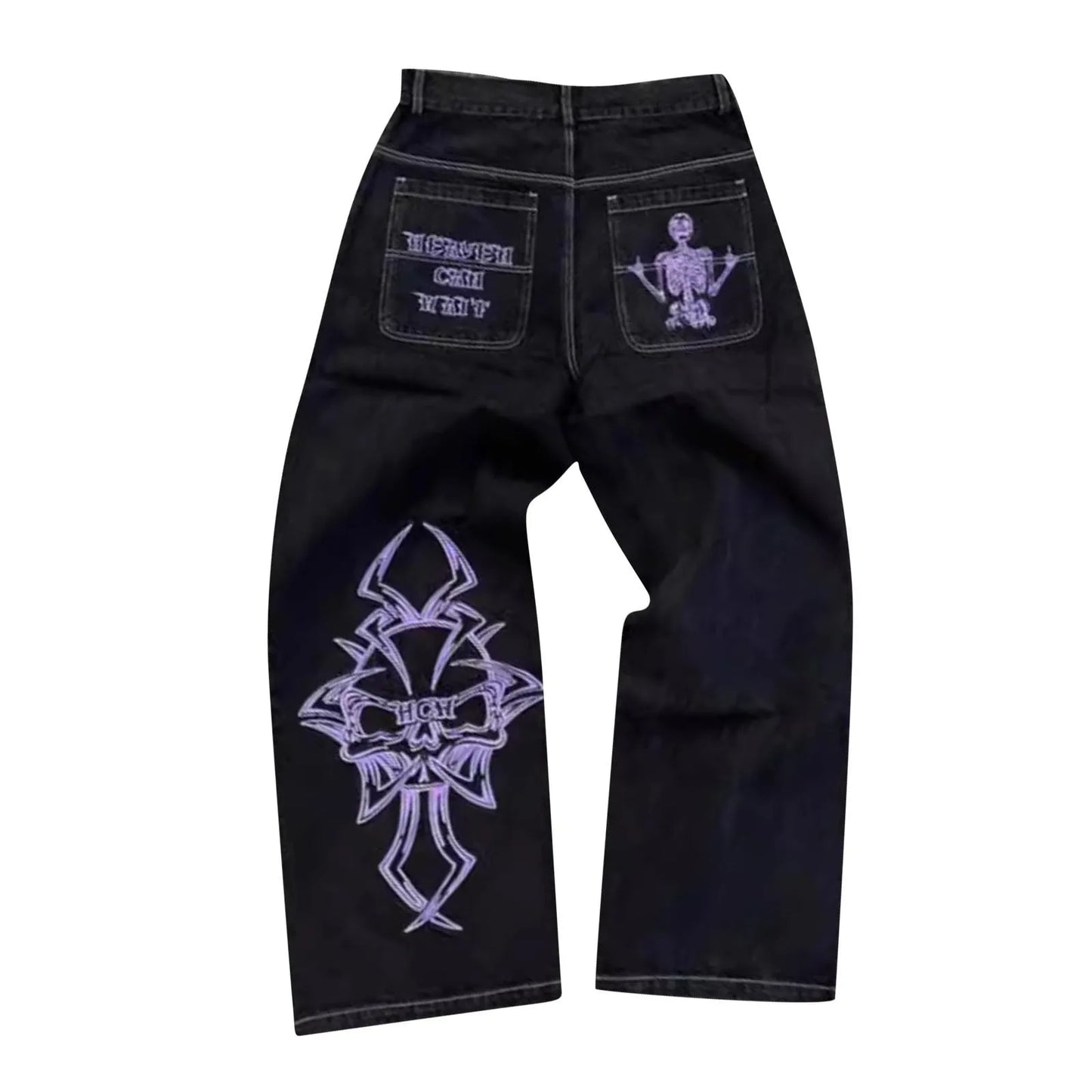 Embroidered Wide-Leg Street Pants