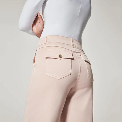 Stretch Twill Wide-Leg Pants