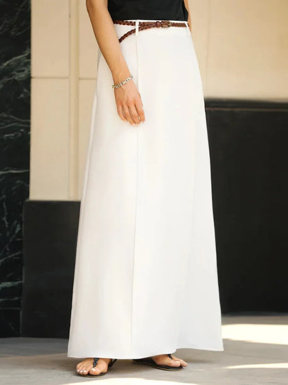 Drape High Waist A-Line Skirt