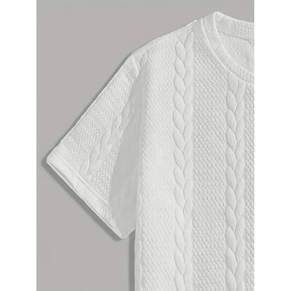 Men’s Solid Jacquard T-Shirt & Shorts Set