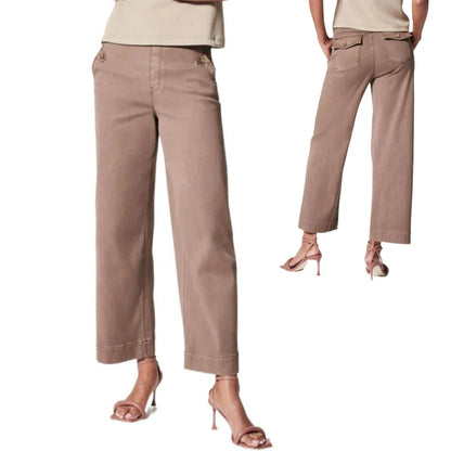 Stretch Twill Wide-Leg Pants