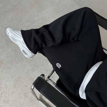 Embroidered Wide-Leg Joggers