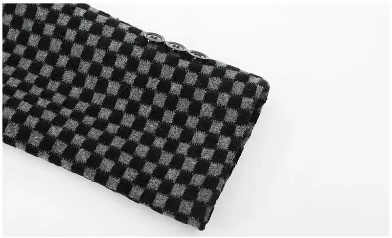 Men Fleece Checkered Suits