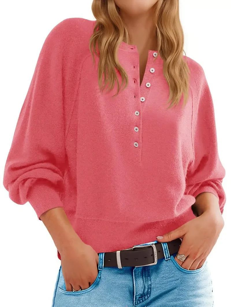 CozyHenley™ Women’s Lantern Sleeve Knit Pullover