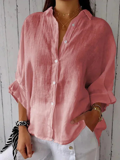 Elegant Cotton Linen Bow-Back Shirt